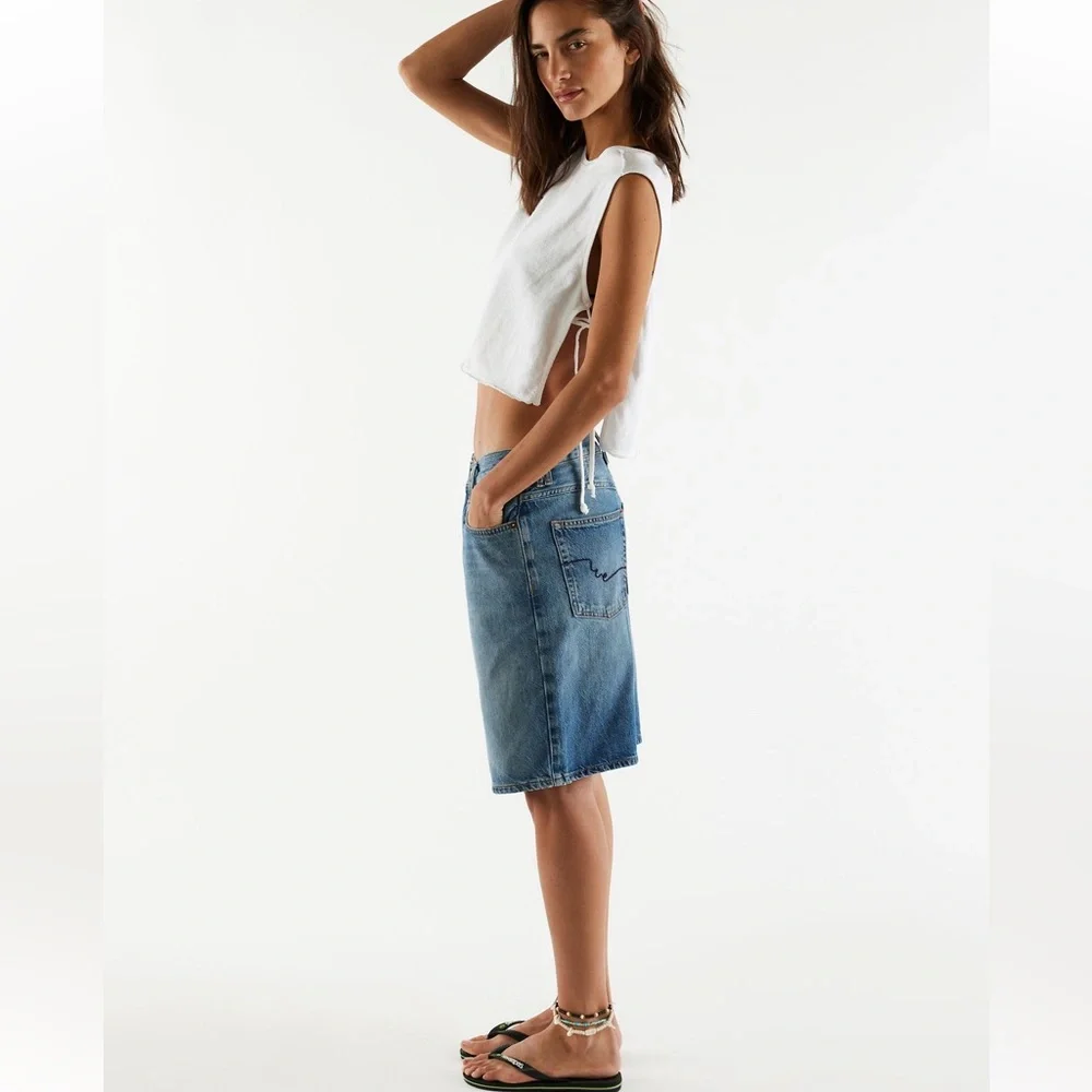 Free People Montana Blue Denim Long Shorts